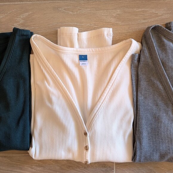 Lot of 3 Old Navy L/S Ribbed Tops - Picture 1 of 11